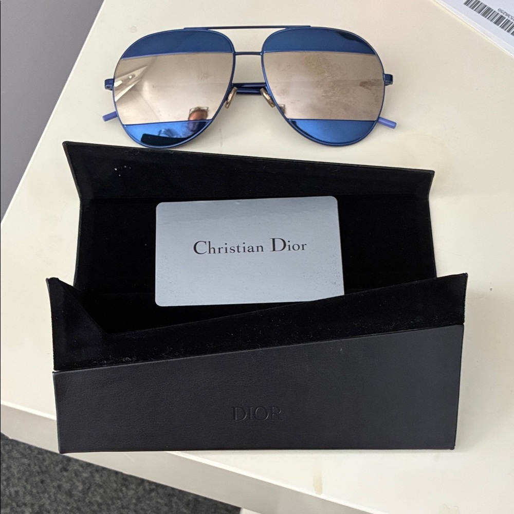 Dior Metallic Blue Aviator Sunglasses